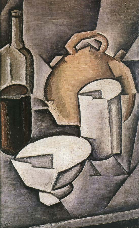 Juan Gris Winebottle and kettle of tile